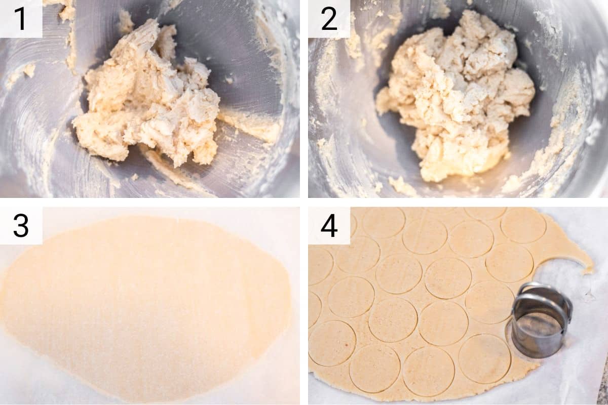 process shots of making biscuit dough
