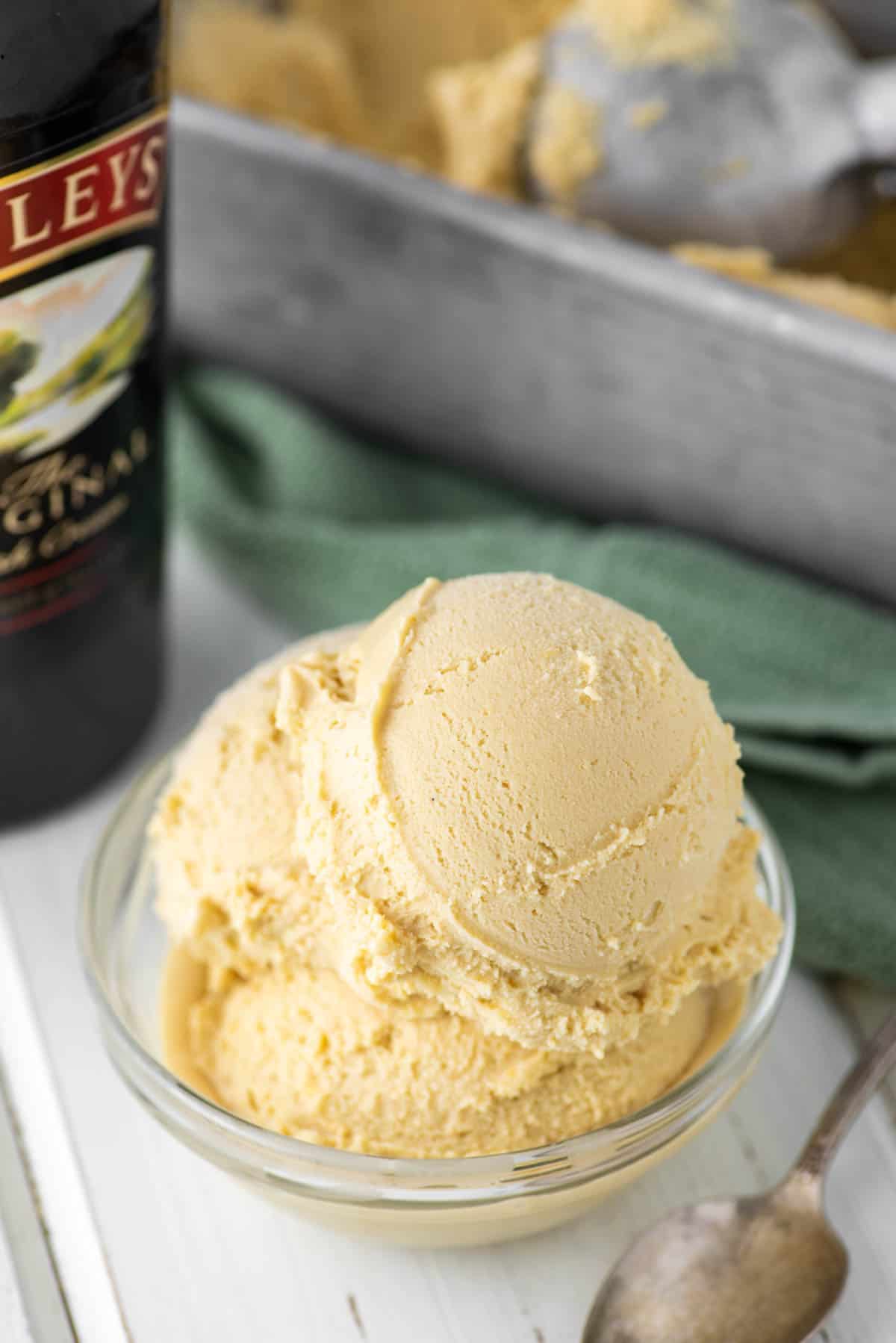 ice cream made with baileys in bowl