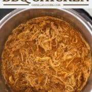 overhead shot of pulled BBQ chicken in Instant Pot