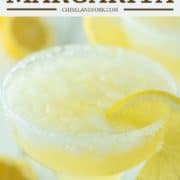 lemon margarita with ice in glass