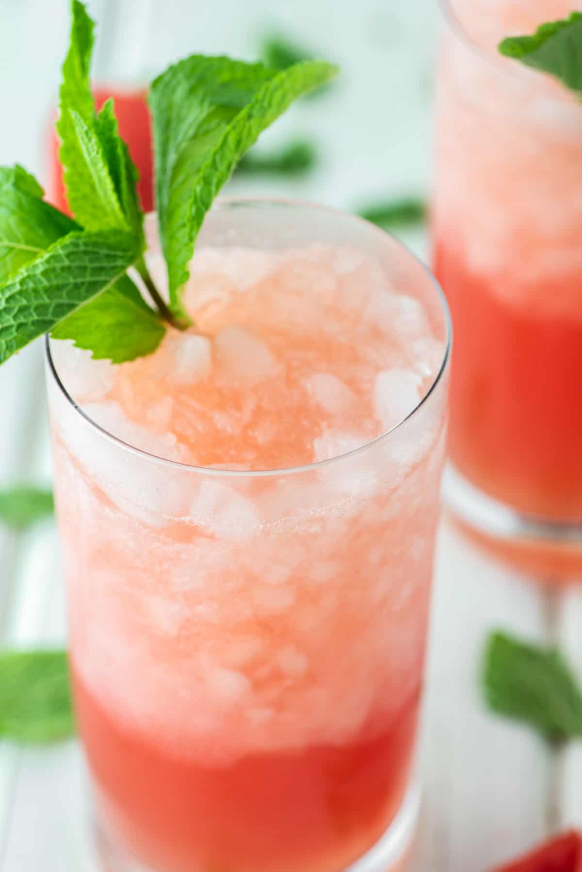 glass of watermelon crush with mint