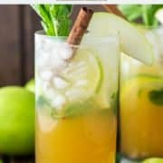 two glasses of apple cider mojitos