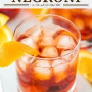 aperol negorni in whiskey glass with ice
