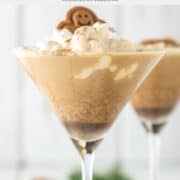 two glasses of gingerbread martinis with whipped cream