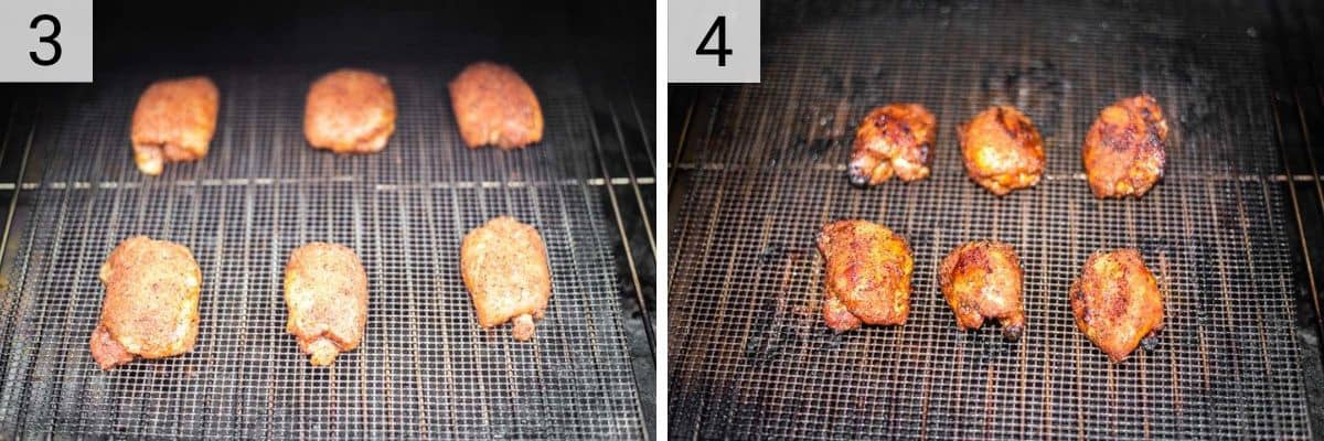 process shots of smoking chicken
