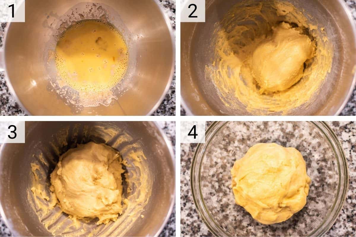process shots of making dough in bowl