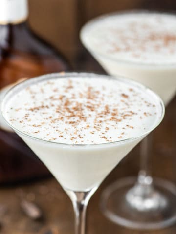 two glasses of white chocolate martinis