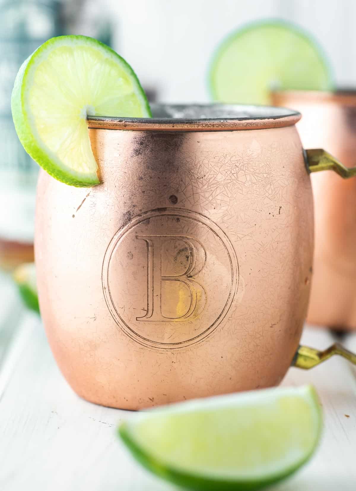 Irish mule in copper mug with lime