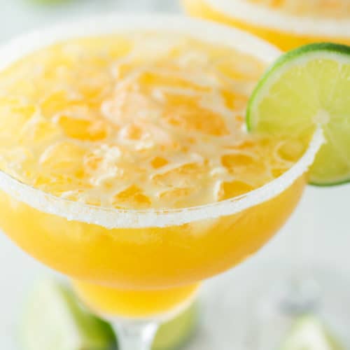 two glasses of passion fruit margaritas