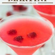 close-up of raspberry martini in glass