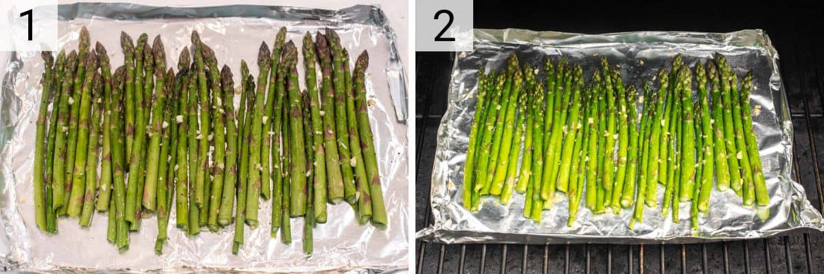 process shots of smoking asparagus