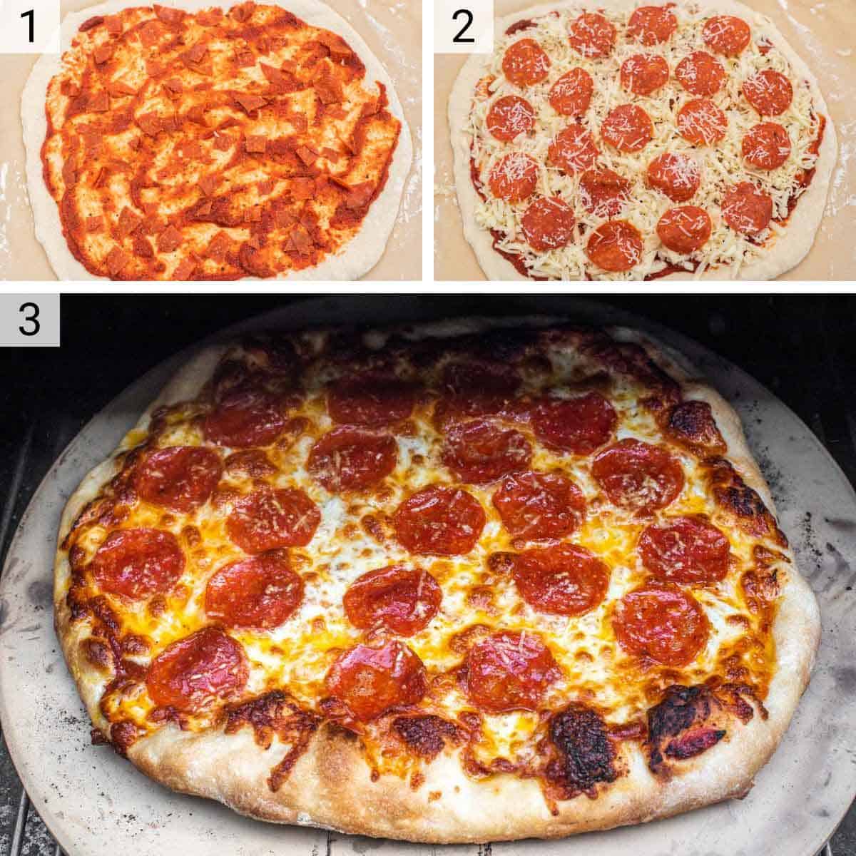 process shots for smoking pizza