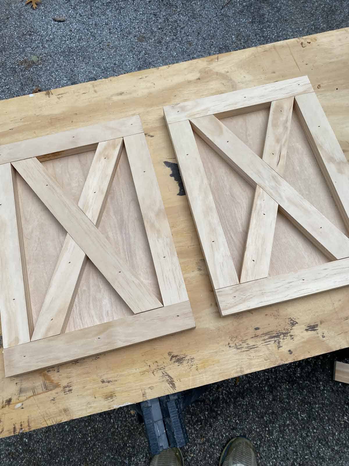 process shots of making x doors