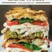 turkey pesto sandwich stacked on top of each other