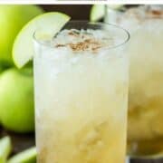 two tall glasses of apple fizz cocktail