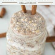 cinnamon overnight oats in glass mason jar