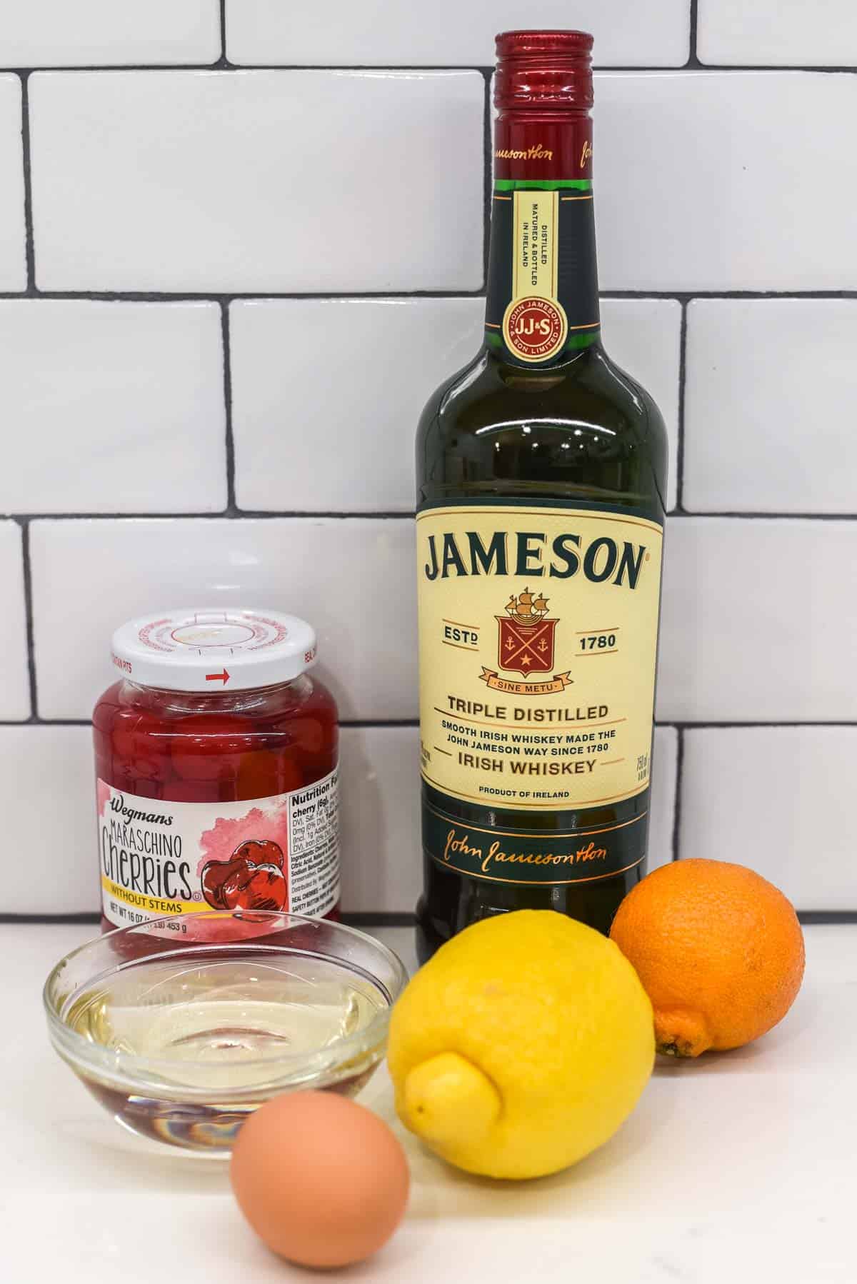 ingredients for Jameson whiskey sour