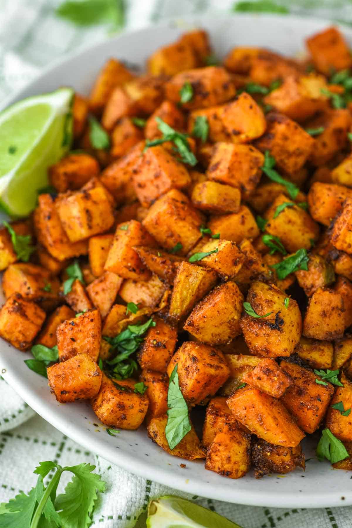 close-up of Mexican sweet potatoes in bowl