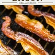 close-up of bacon smoked on grill