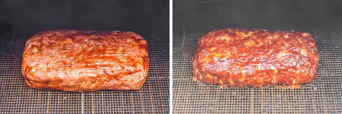 process shots of smoking meatloaf