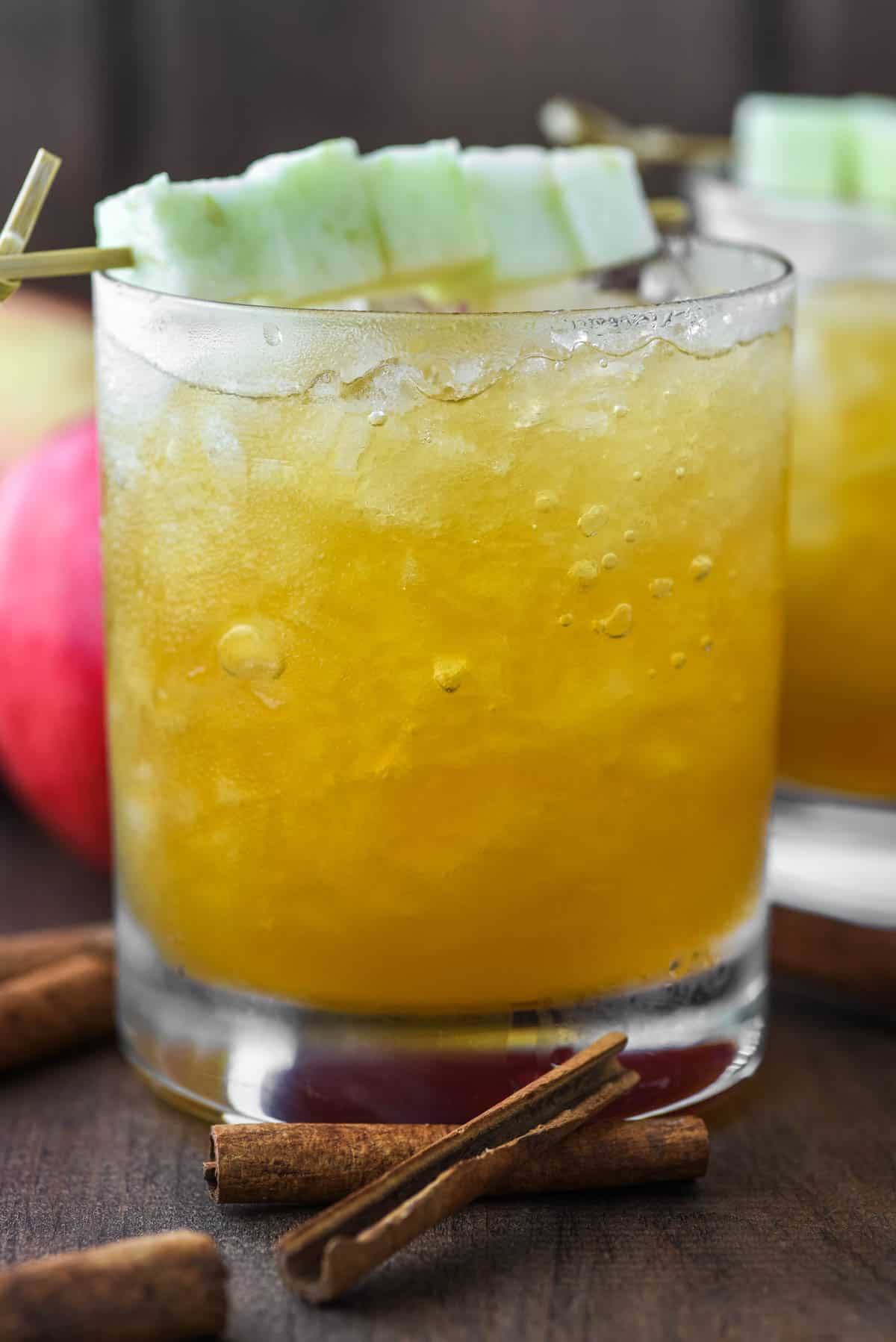 two glasses of apple cider cocktails
