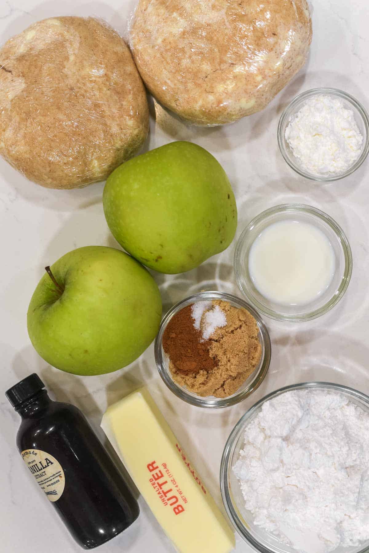 overhead shot of ingredients for apple cinnamon pop tarts