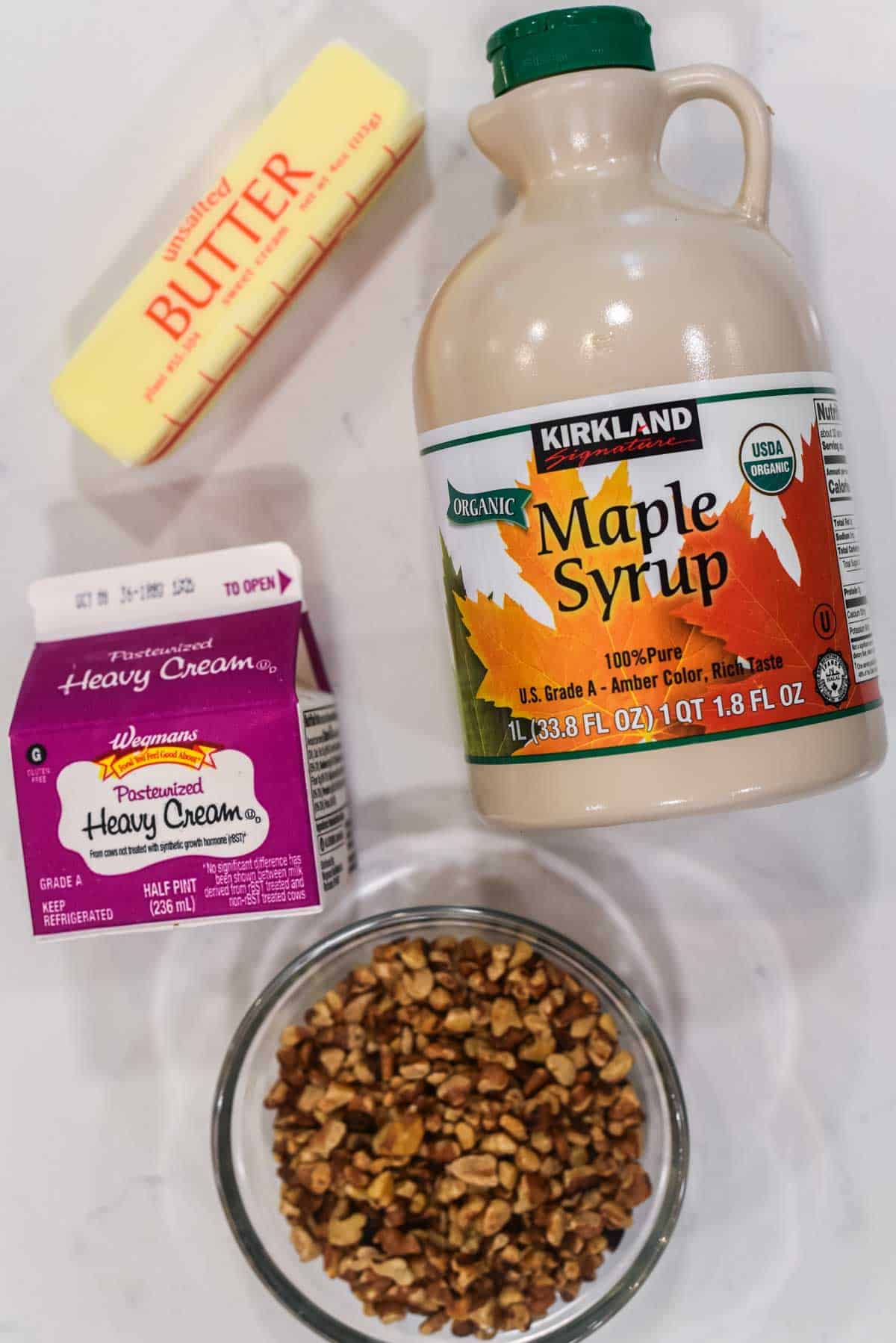 overhead shot of ingredients for maple walnut fudge