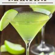 two glasses of sour apple martinis