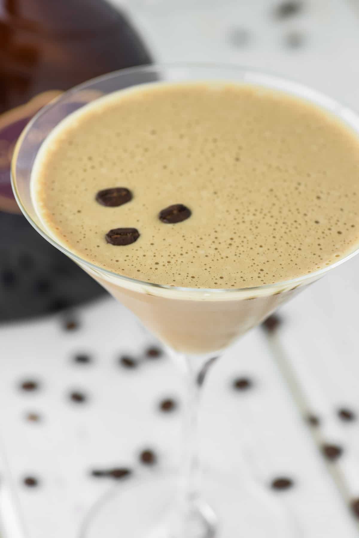close-up of chocolate espresso martini