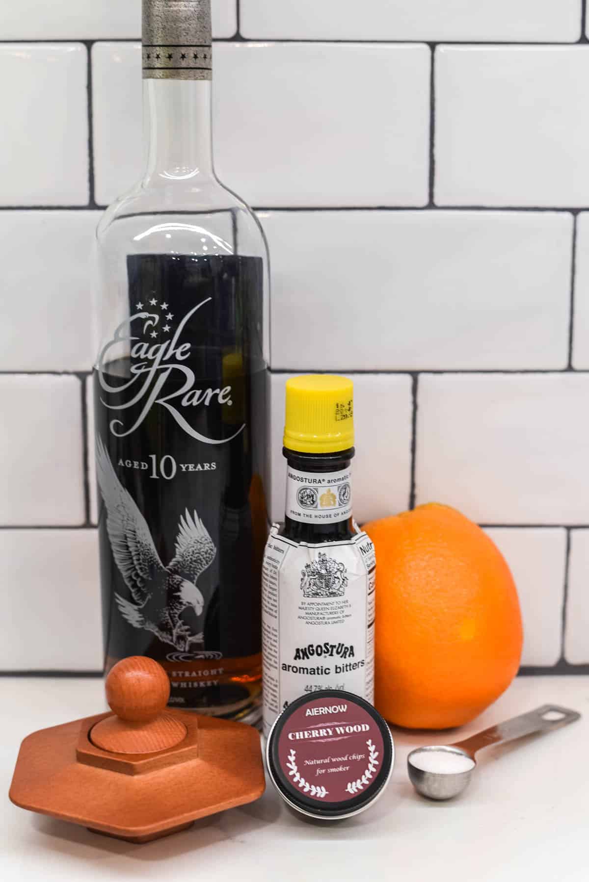 ingredients for smoked old fashioned